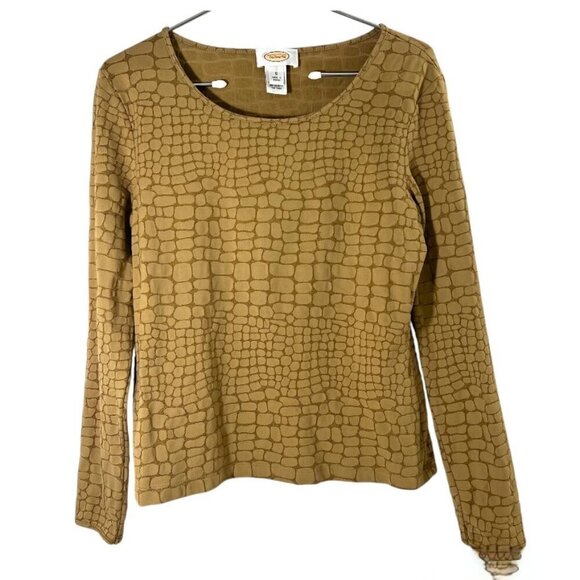 Talbot's Women;s Animal Print Tan Beige Shirt Size Small - Picture 3 of 7